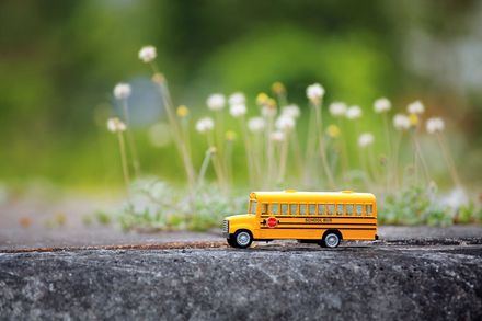 Modellino di un minibus per gite scolastiche