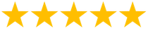 Five gold stars in a row on a white background.