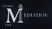 Florida Mediation Firm logo on a dark background, with large stylized “M” and crown icon