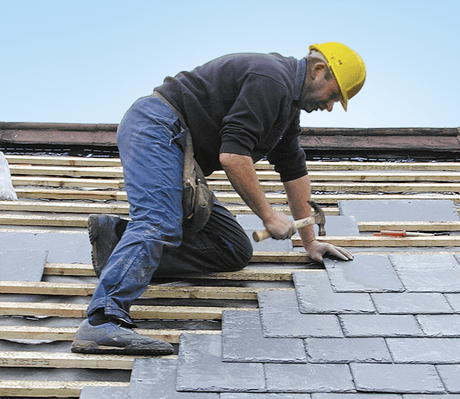 Roofer at work