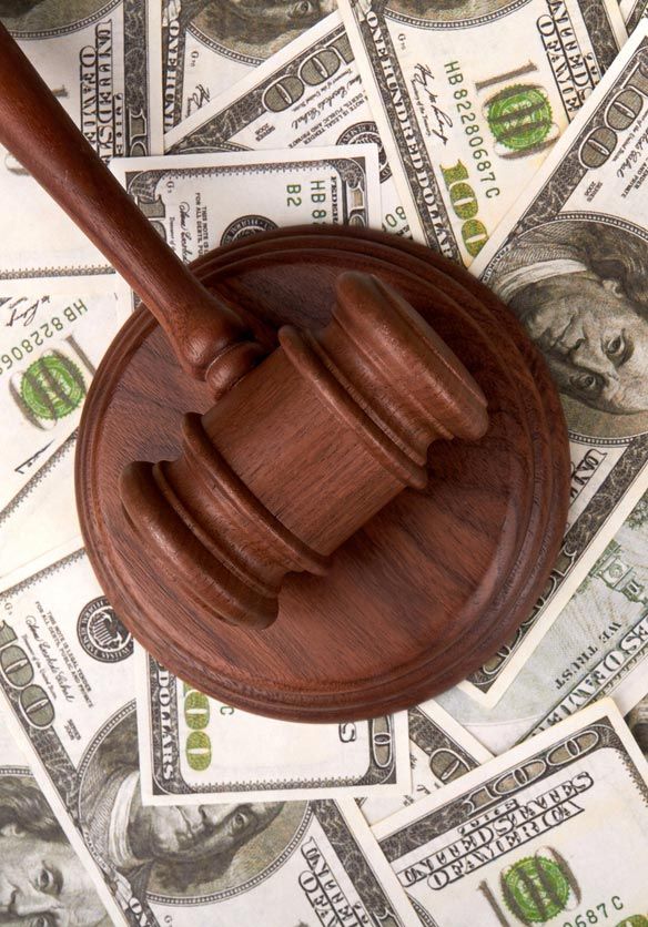 Judge hummer on dollars background