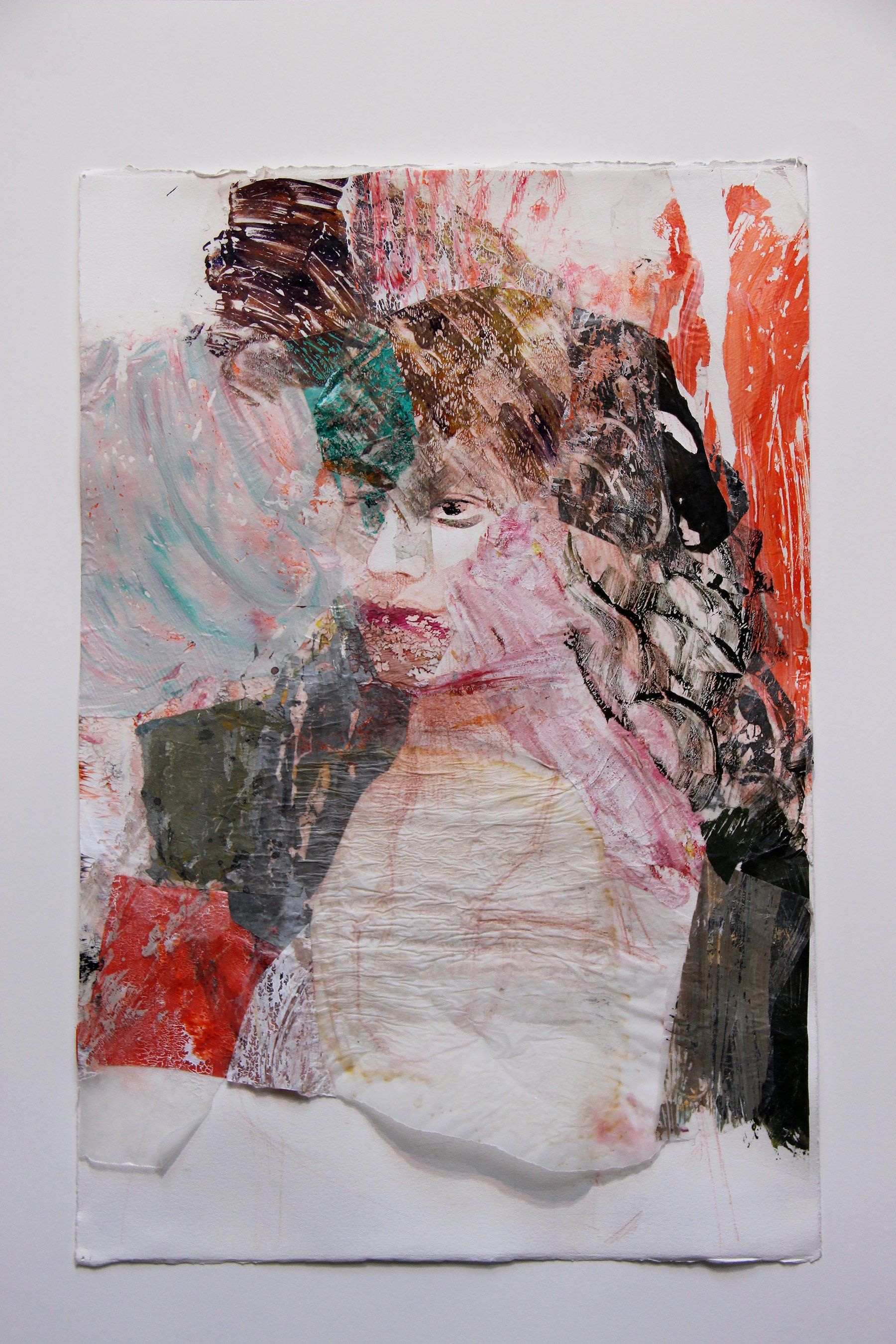 Portrait of M.M. 2019, Mixed media and collage on paper, 22
