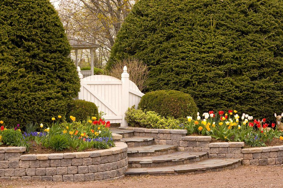 a patio on the garden