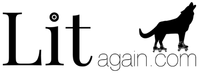 A black and white logo for lit again.com