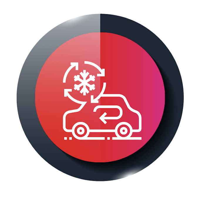 A red circle with a car and a snowflake on it