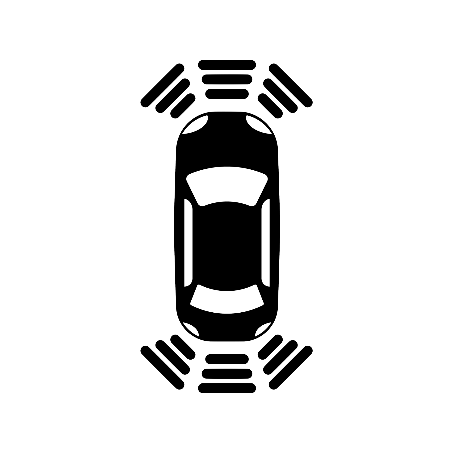 An aerial view of a car with a lot of lines around it.