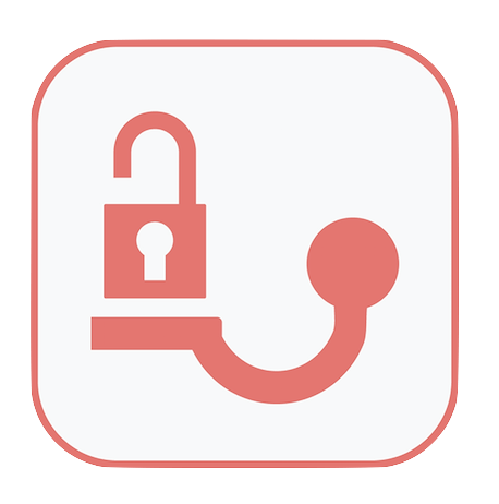 A red icon of a hook with a padlock on it.