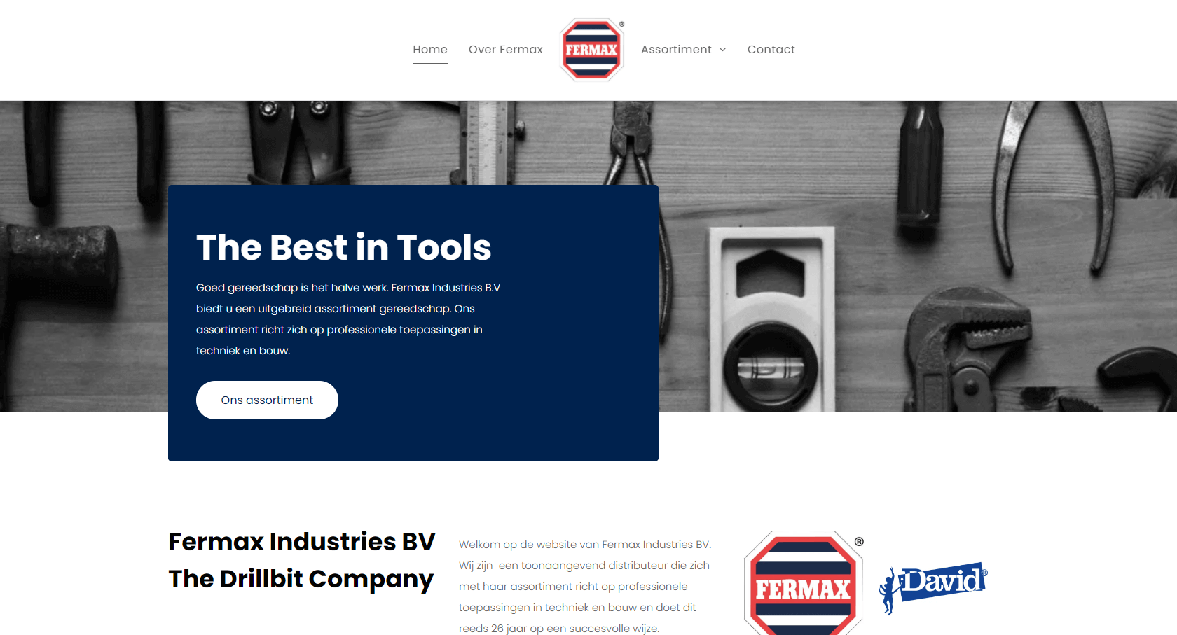 Screenshot nieuwe website Fermax