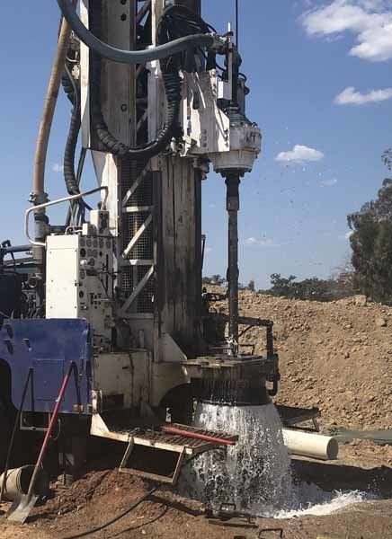 drilling rig being used