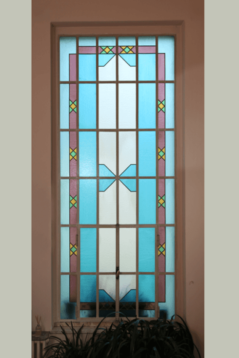 porta in vetro con decorazione geometrica
