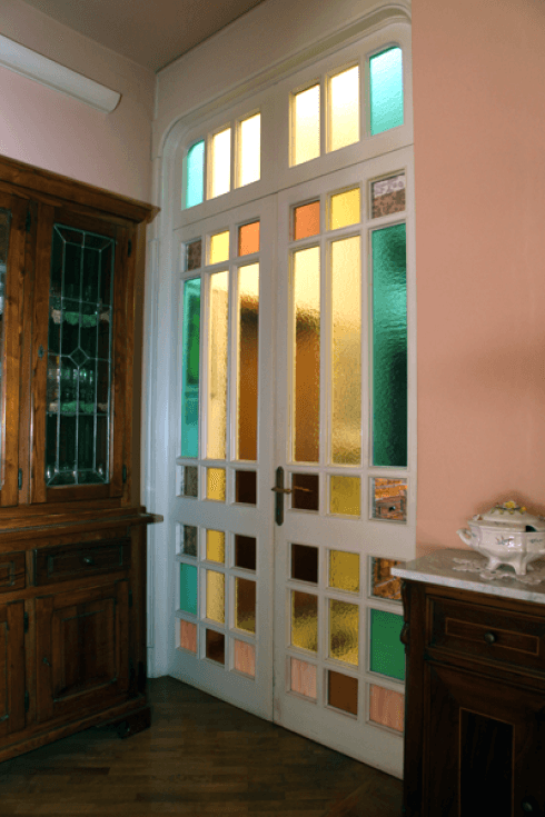 porta in vetro a due battenti