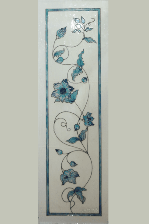 vetrata per porta con decorazione floreale