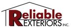 A red and black logo for reliable exteriors inc.