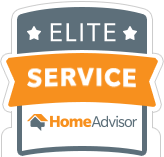 A sticker that says `` elite service home advisor '' on it.