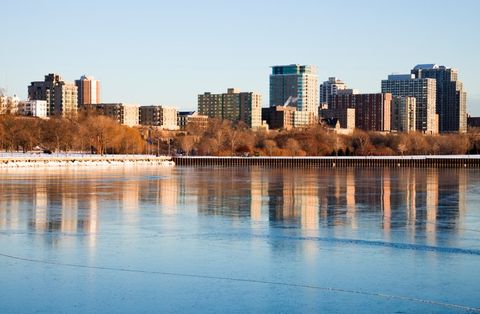Winter morning by the lake. Milwaukee, Wisconsin, USA.