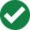 White check mark inside a green circle.
