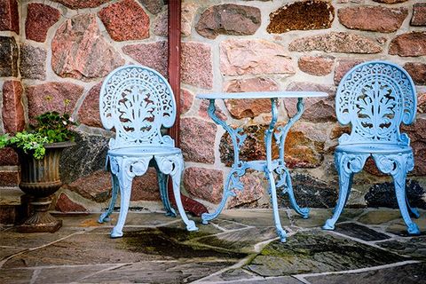 Blue Painted Metal Outdoor Furniture — Cathedral City, CA — BJ’s Powder Coating Blue Painted Metal Outdoor Furniture — Cathedral City, CA — BJ’s Powder Coating