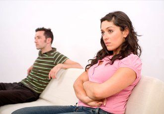 Couple sitting after a fight