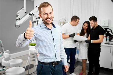 Man with thumb up