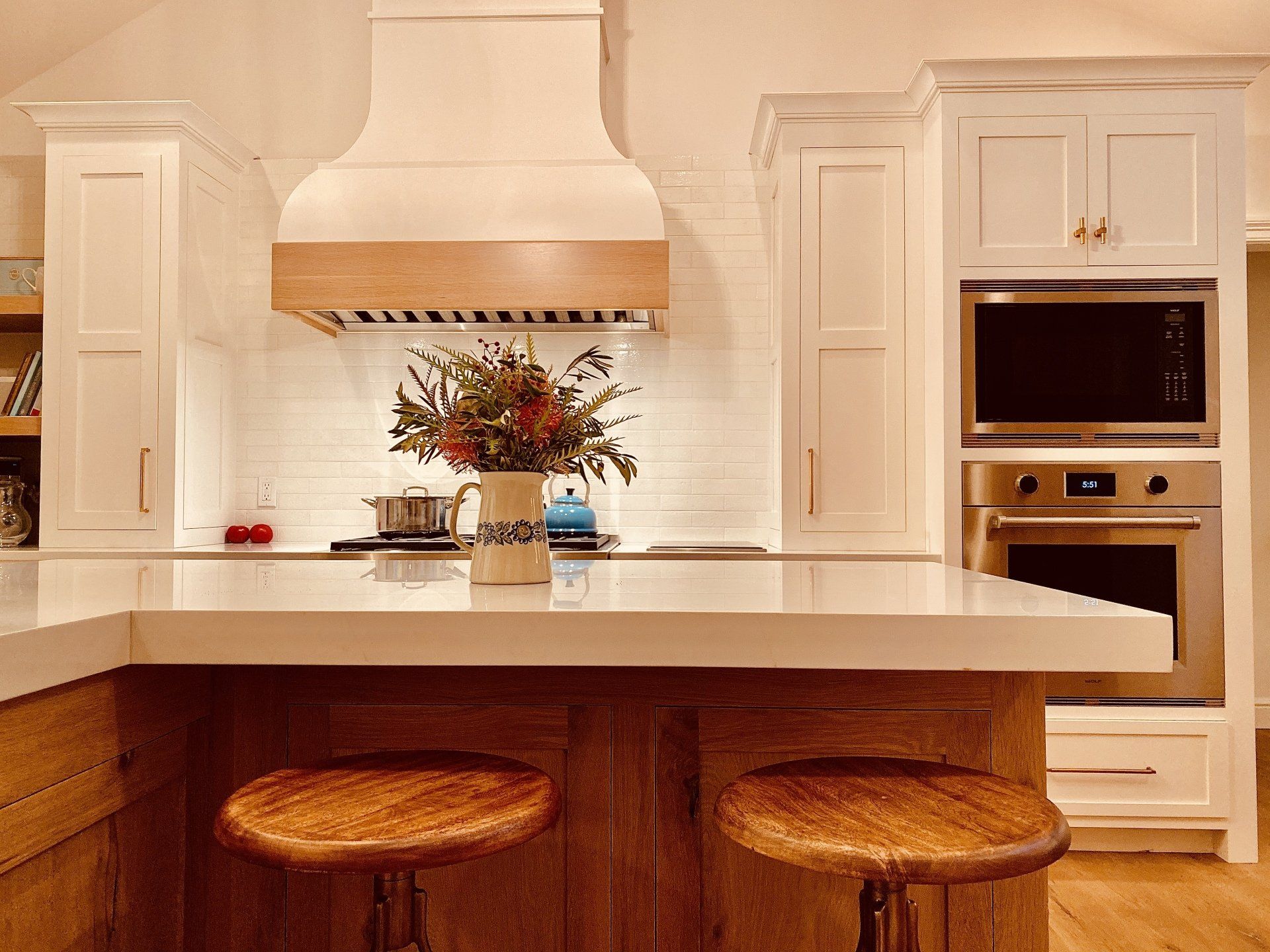 White Kitchen Cabinets & White Gas Range with Backsplash