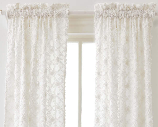 Off-white Patterened Window Panel, Bedding Store in New York, NY