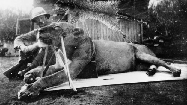 Lt Col John Patterson pictured with one of the lions he killed