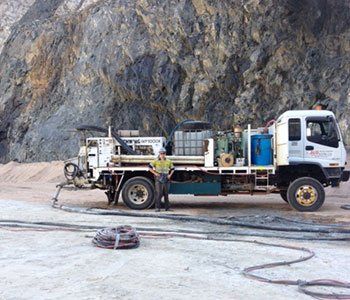 line pumping truck with man