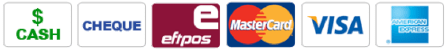 cash, cheque, eftpos, mastercard, visa, amex cards