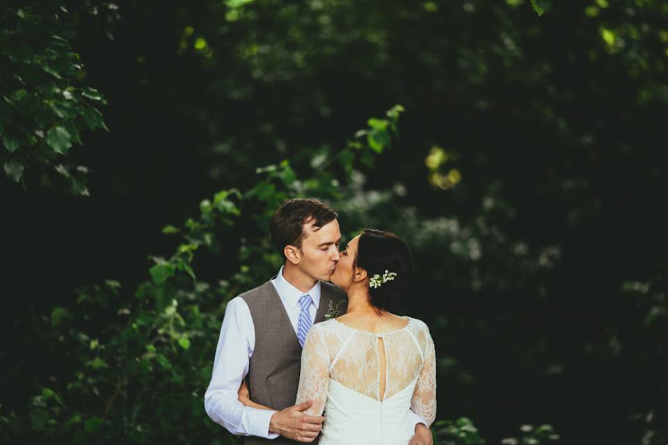 Lace back Bohemian wedding dress