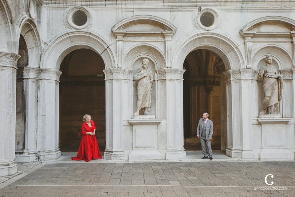 Red Wedding Dress Mature Bride Vow Renewal