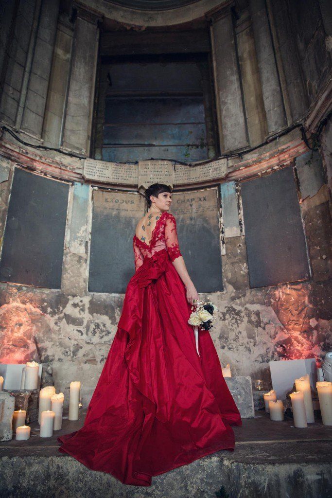 Alternative statement red wedding dress