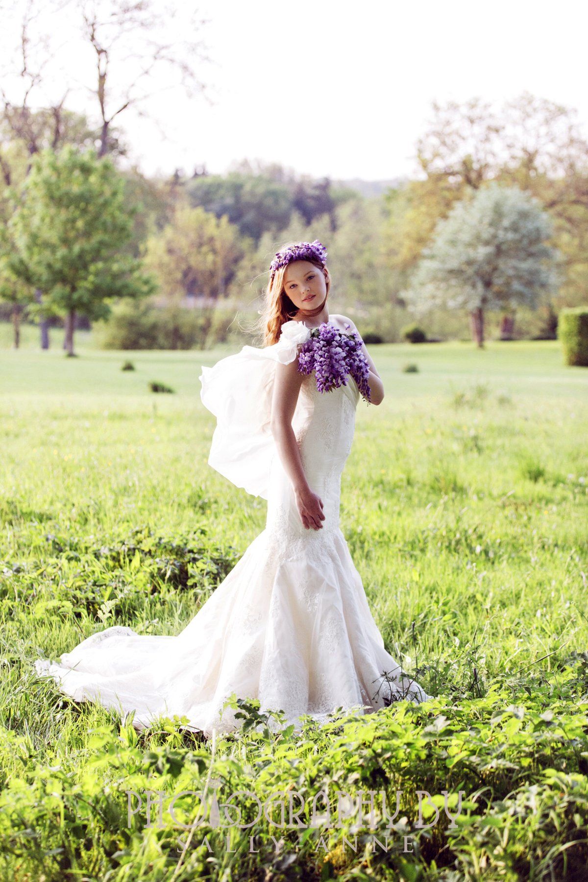 Lace fishtail romantic wedding dress
