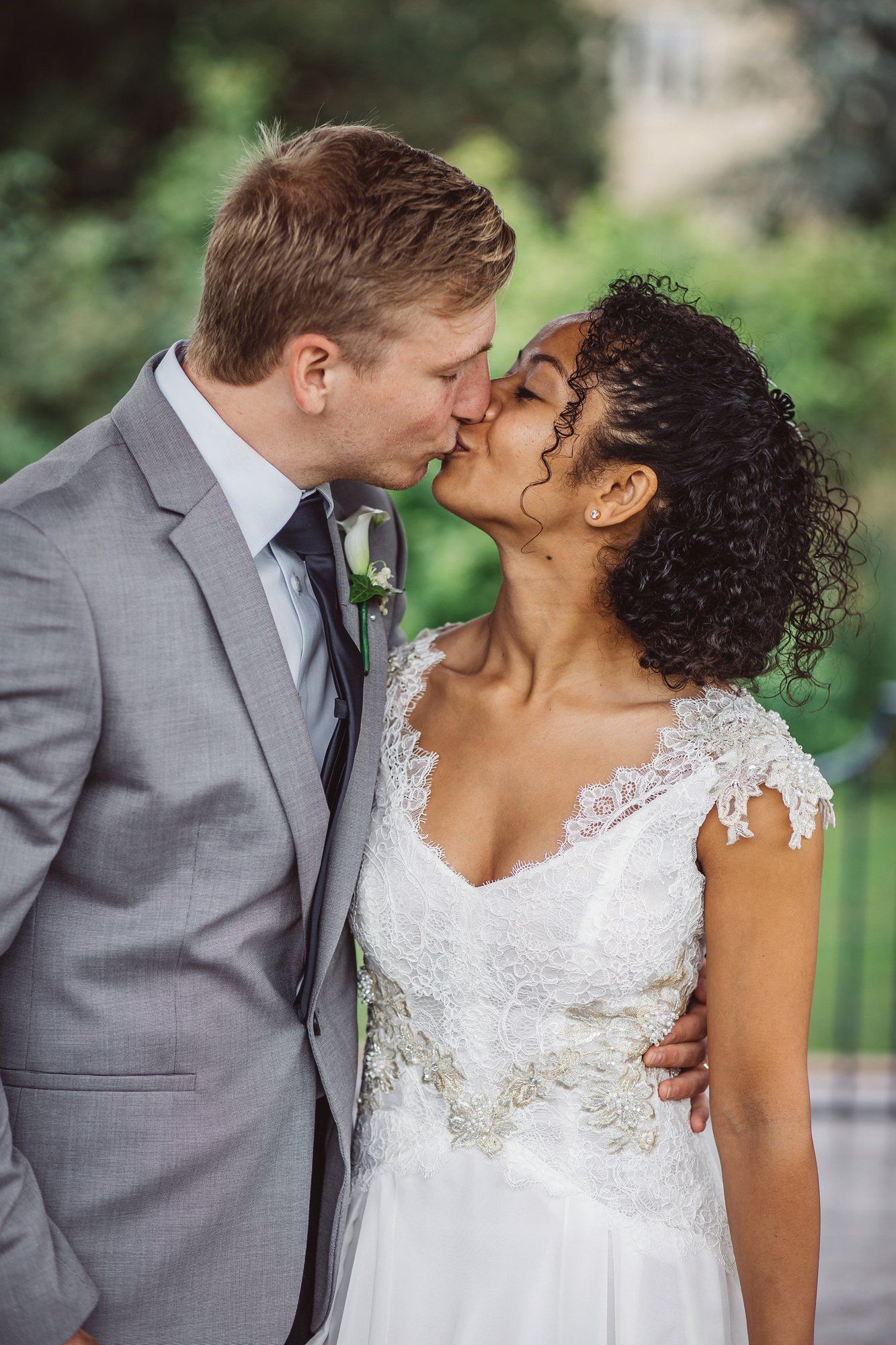 Lace embellished bespoke wedding dress