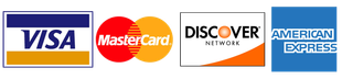 Visa mastercard discover and american express logos on a white background