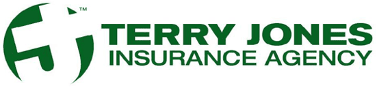 The logo for terry jones insurance agency is green and white.