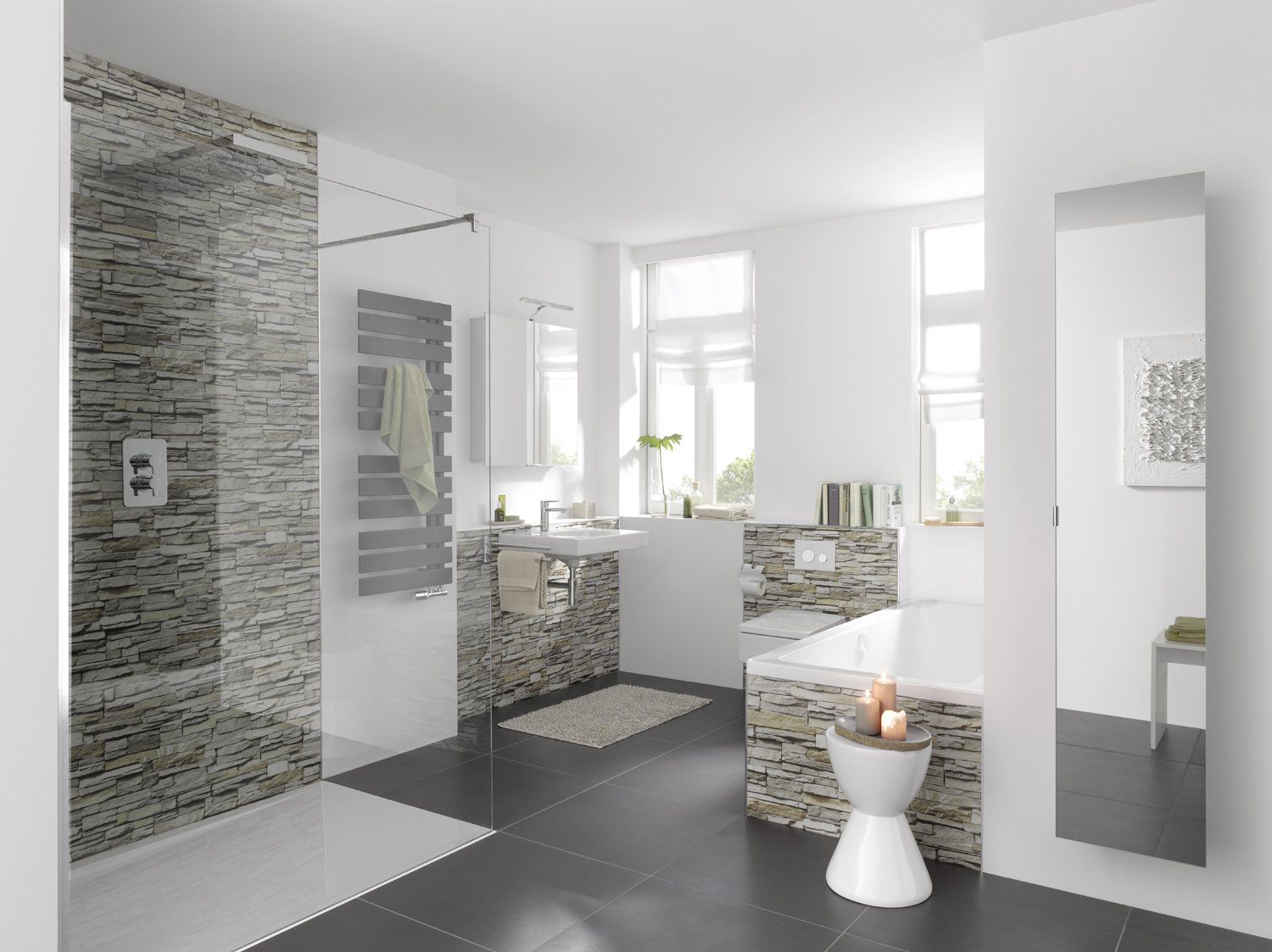 Badezimmer in Naturstein-Optik