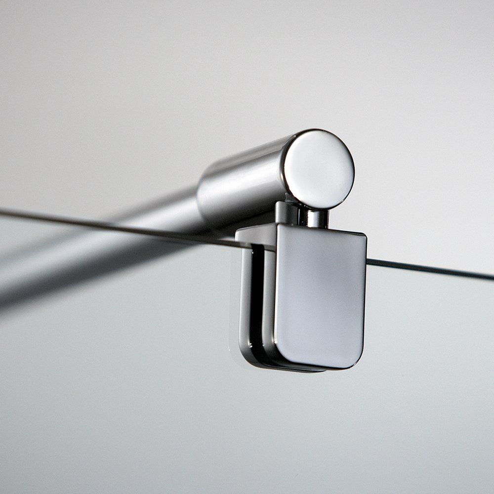 Detailansicht der Wandhalterung zur Stabilisation der Glastür