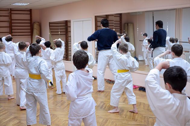 kids practicing with their sensei