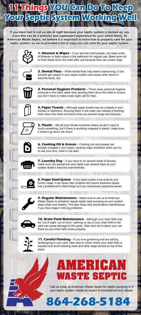 11 Things Septic Tank Working Well — Greenville, SC — American Waste Septic 11 Things Septic Tank Working Well — Greenville, SC — American Waste Septic