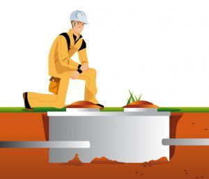 Septic Tank Worker Illustration — Greenville, SC — American Waste Septic Septic Tank Worker Illustration — Greenville, SC — American Waste Septic