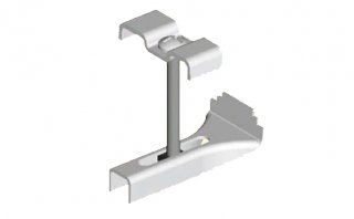 A drawing of a metal bracket on a white background.
