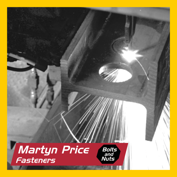 A poster for martyn price fasteners shows a machine cutting a piece of metal