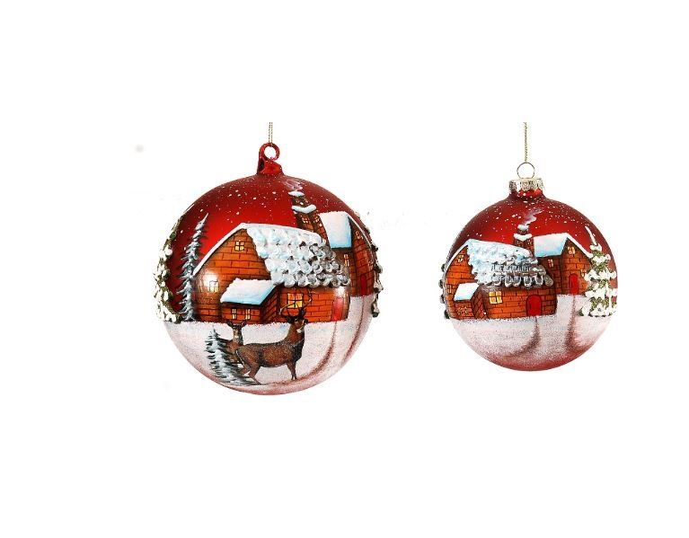 Palle di vetro decorate a mano  per alberi di Natale