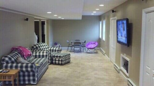 Home Remodeling — Living Room with Stripe Sofa in State College, PA