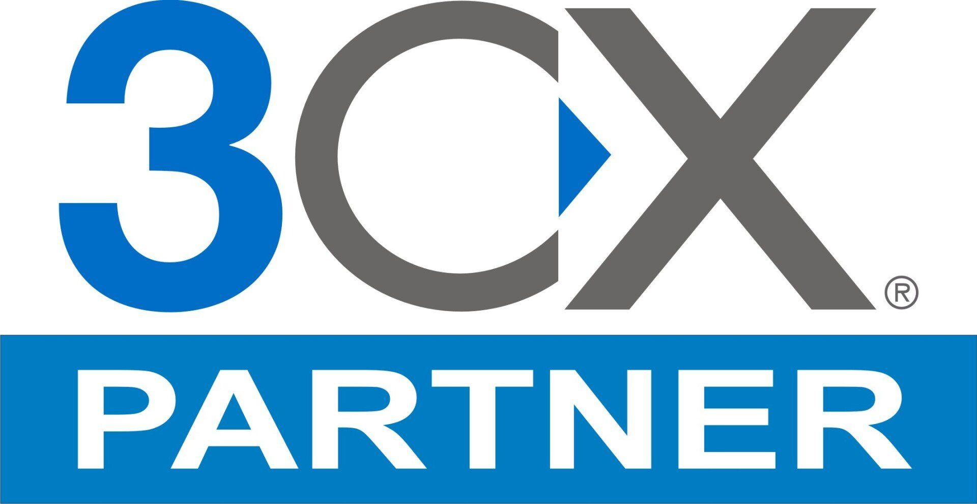 3CX Partner logo with blue and gray text on a white background
