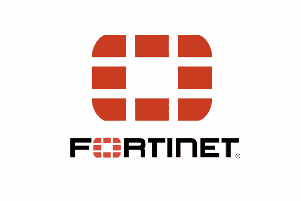 Fortinet logo with red icon and black wordmark on white background