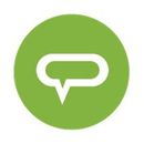 White speech bubble outline in a green circle.