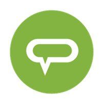 White speech bubble outline in a green circle.
