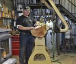 log being mounted on lathe