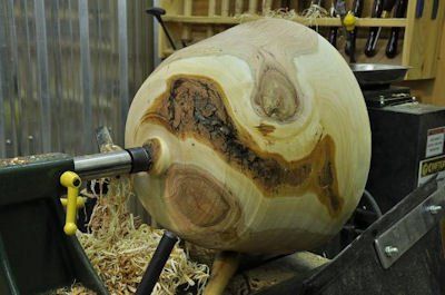 Making a wood bowl.